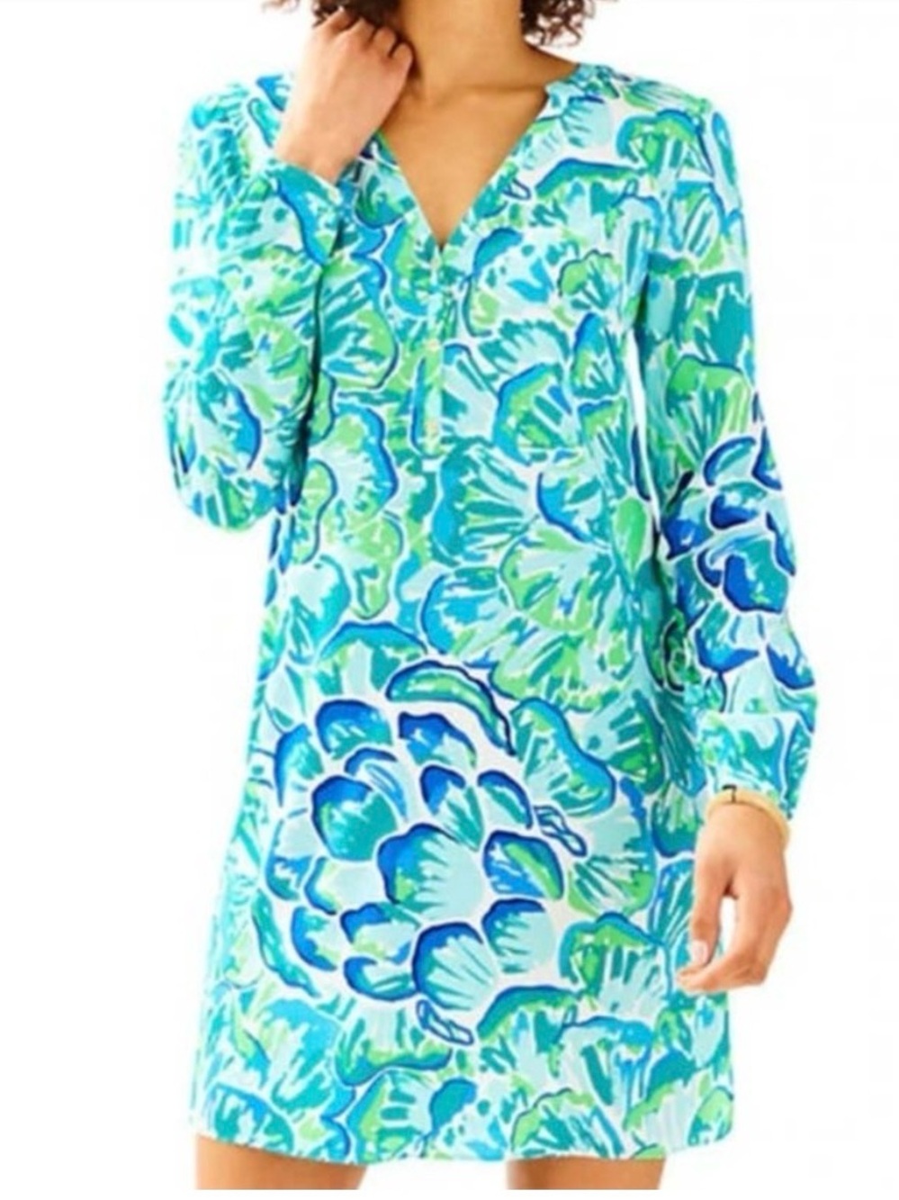 Lilly Pulitzer Delphine 100% Silk Tunic Mini Dress Lazy River Size XS